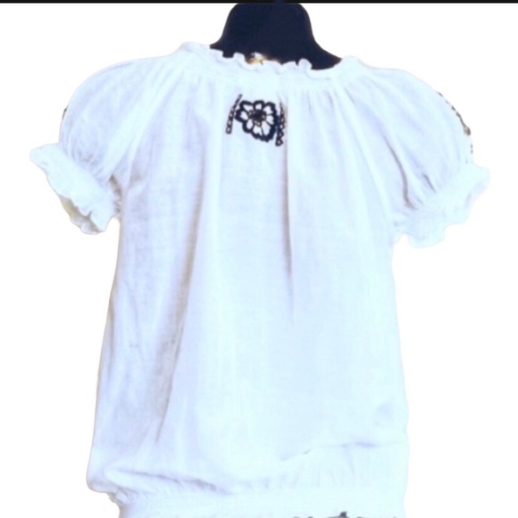💮Joie Boho festival embroidered floral cap sleeve sheer white peasant top XS - Picture 2 of 8